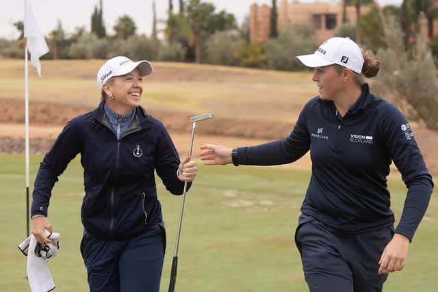 Hannah Darling said she was “grateful” to have fellow Scot Heather MacRae caddying for her in both stages in Morocco