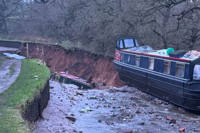 One boat can be seen teetering over the edge of a drop