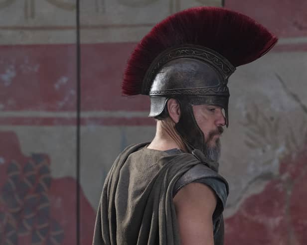 Matt Damon is Odysseus in The Odyssey which is written, produced, and directed by Christopher Nolan.