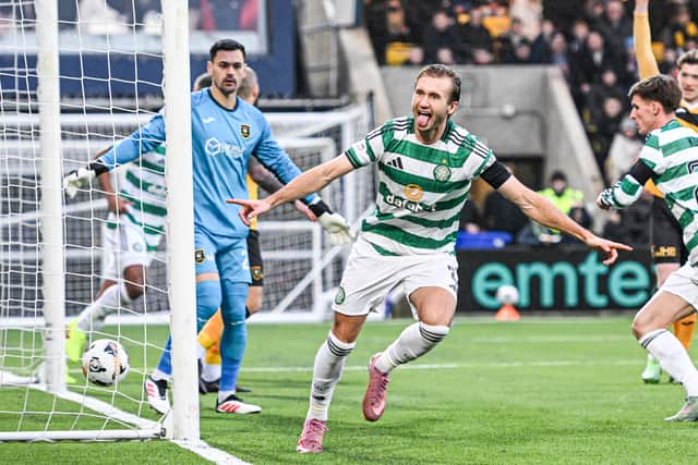 Benjamin Nygren scored twice as Celtic defeated Livingston 4-2.