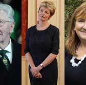 Former Celtic player Jim Craig, specialist midwife Hilary Alba from Glasgow, and Lorna Dawson from the James Hutton Institute in Aberdeen. 