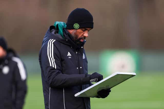 Celtic Manager Wilfried Nancy during a training session at Lennoxtown on Monday. (Photo by Craig Williamson / SNS Group)