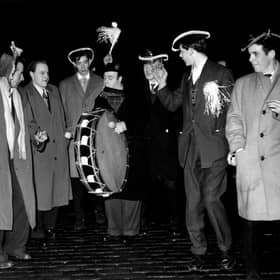 Scenes at the Tron Kirk, in Edinburgh, in the early hours of January 1, 1959.