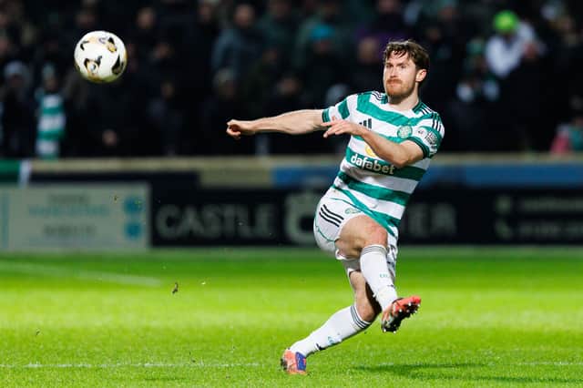 Celtic's Anthony Ralston in action during the 2-0 defeat by Motherwell at Fir Park. (Photo by Ross Parker / SNS Group)