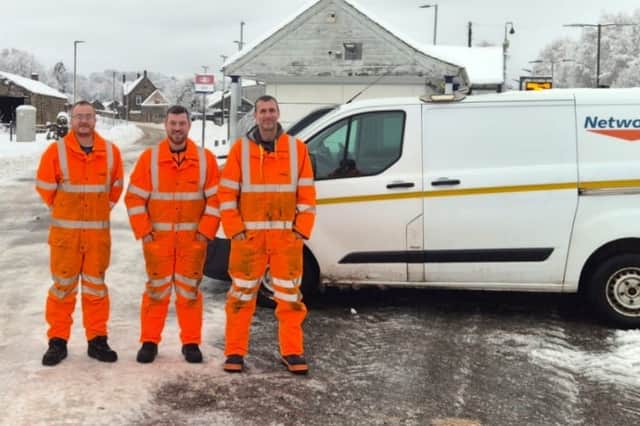 Network Rail workers Darren Stalker, Stuart Fraser and Allan Rough