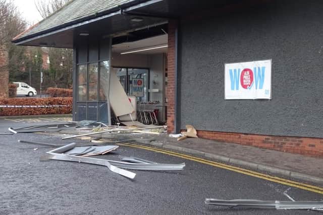 The aftermath of the ram raid at the Co-op in Dunbar