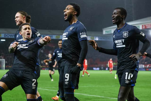 The Rangers players dealt with difficult conditions to win 2-0 at Aberdeen.