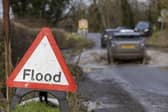 A roadside flood warning sign 