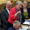Finance Secretary Shona Robison answers questions as she delivers the budget at the Scottish Parliament on January 13, 2026. 