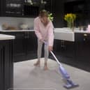 Stacey Solomon using the Shark VacMop 2-in-1 Cordless Hard Floor Vacuum Spray Mop. Photo by Instagram/Stacey Solomon.