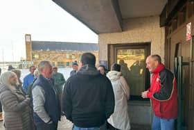 Royal Dornoch general manager Neil Hampton welcomes members at the soon-to-be-demolished old clubhouse at the Sutherland club