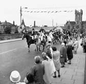 Musselburgh's Lad and Lass lead the procession through the streets of the Honest Toun in July 1966.