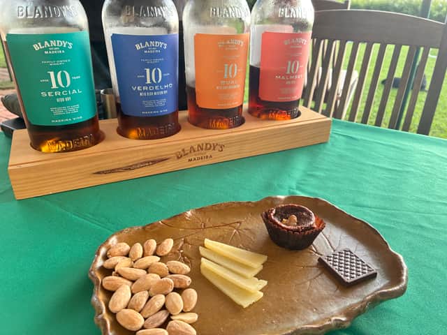 At Blandy’s Quinta de Santa Luzia Vineyard in the suburbs of Funchal, the madeira wines are served with complementing food items to reveal the flavours.