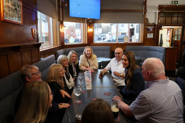 The Princess of Wales holds court The Gothenburg pub in the former mining village of Fallin, near Stirling. PIC: Russell Cheyne/PA Wire.