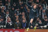 Scott McTominay celebrates after scoring the opening goal for Napoli in the 1-1 draw with FC Copenhagen in Denmark in the Champions League.