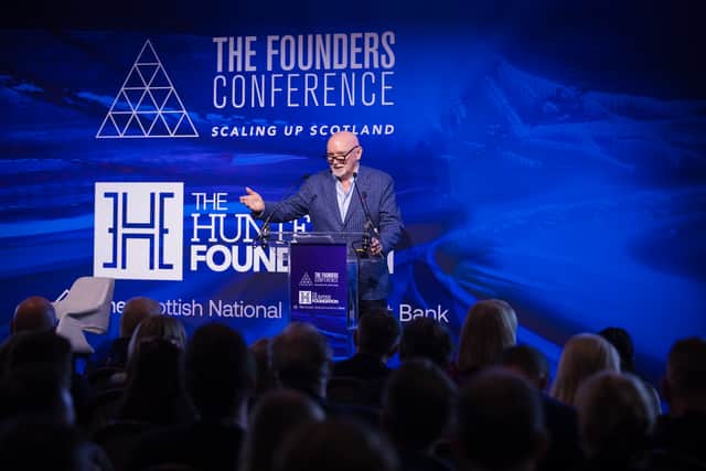Sir Tom Hunter speaking at the Founders Conference