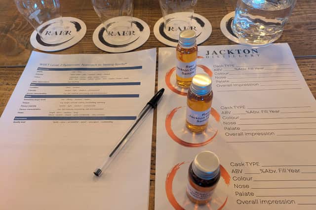 The three single cask samples that will make up the first Jackton single malt whisky
