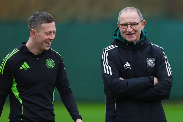 Celtic captain Callum McGregor with Martin O'Neill, who has been appointed manager until the end of the season. (Photo by Craig Williamson / SNS Group)