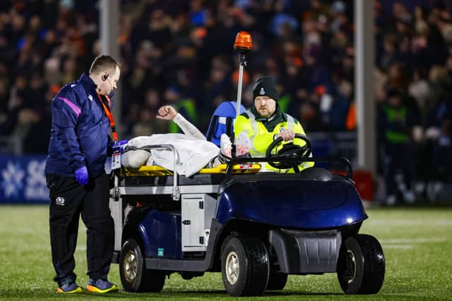 Bulls' Sebastian de Klerk was take off on a stretcher in the second half.