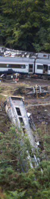 An aerial view of the crash site