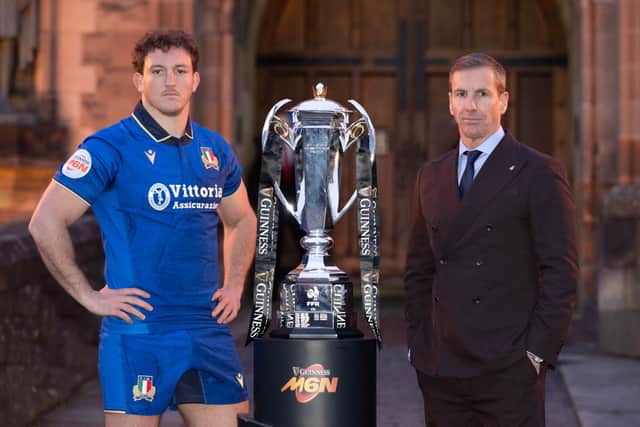 Italy's head coach Gonzalo Quesada and captain Michele Lamaro.