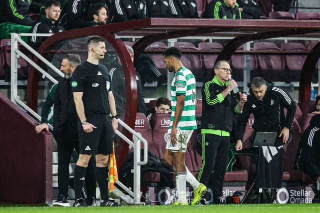 Auston Trusty was sent off during Celtic's 2-2 draw with Hearts.