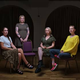 Shannon, Robyn, Jenni and Natalie helped bring Aaron Swan to justice. The four women said they now felt like an 'extended family'. Picture: BBC Scotland