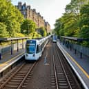 An AI-generated image of how tram-trains could look on the proposed South Suburban railway line