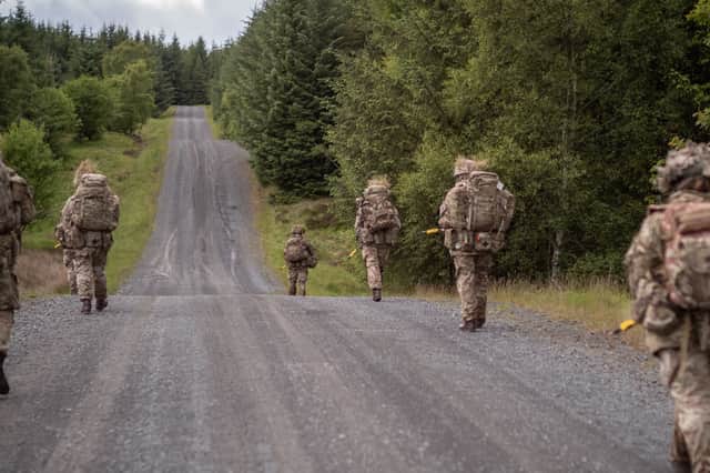 Military personnel training at the Otterburn ranges where Captain Philip Gilbert Muldowney died during a night-time live-fire exercise (Picture: Ian Forsyth)