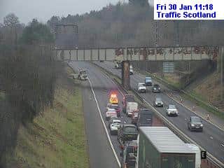 Images from Traffic Scotland's cameras show tailbacks