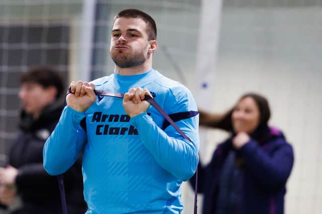 Josh Bayliss during a Scotland training session at the Oriam.