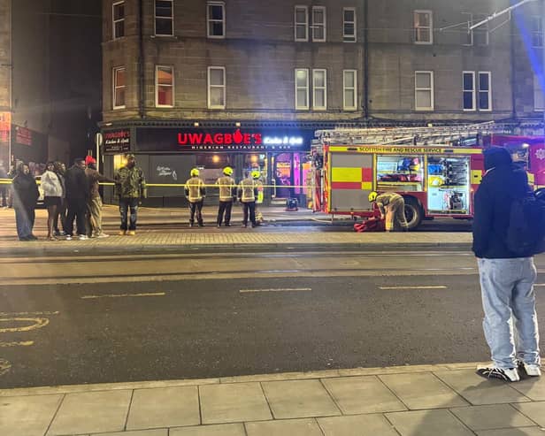 Fire crews in attendance at Uwagboe's Kitchen & Grill in Edinburgh.