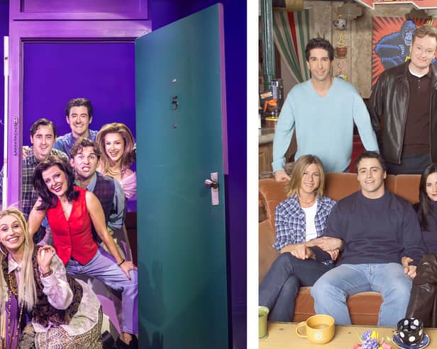 Left, the cast of Friends! The Musical Parody, and right, the original Friends! cast.