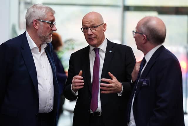 Sandy Begbie, left, pictured with First Minister John Swinney at Scotland's Global Investment Summit last year