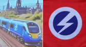 The ScotRail logo and the logo of the British Union of Fascists