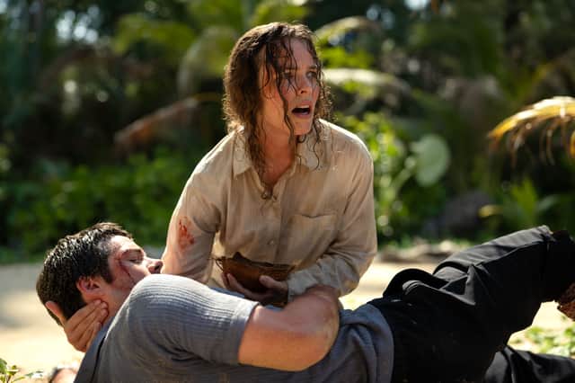 Dylan O'brien as Bradley Preston and Rachal McAdams as Linda Liddle in Send Help