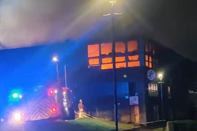 Images from the scene show the blaze ripping through the Forum building