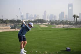 Ewen Ferguson in action during the pro-am prior to the Qatar Masters at Doha Golf Club 