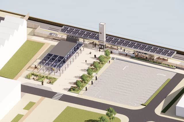 Axonometric overview of proposed station