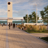 View of proposed pedestrian approach to new station