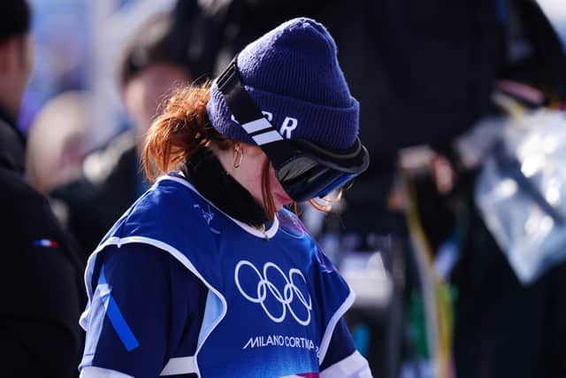 Great Britain's Kirsty Muir appears dejected after the Freestyle Skiing.