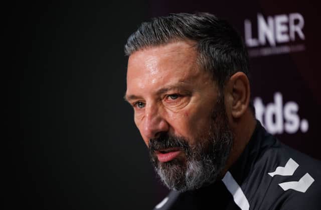 Hearts head coach Derek McInnes during his pre-match press conference ahead of the Edinburgh derby against Hibs at Tynecastle. (Photo by Ross Parker / SNS Group)