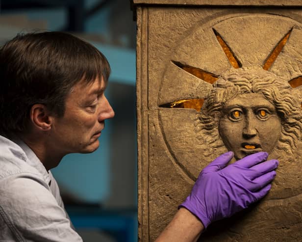 One of two 'stunning' stone altars discovered at a former Roman fort near Edinburgh and acquired for the nation, which are to go on show for the first time in a new exhibition (Picture: Duncan McGlynn/National Museum of Scotland)