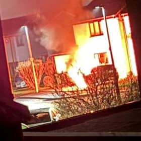 The car on fire at Tryst Park at around 3am on Monday, February 9.