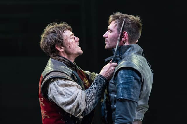 Action from James I, the first of Rona Munro’s James plays, with Jamie Sives as Henry V and James McArdle as James I