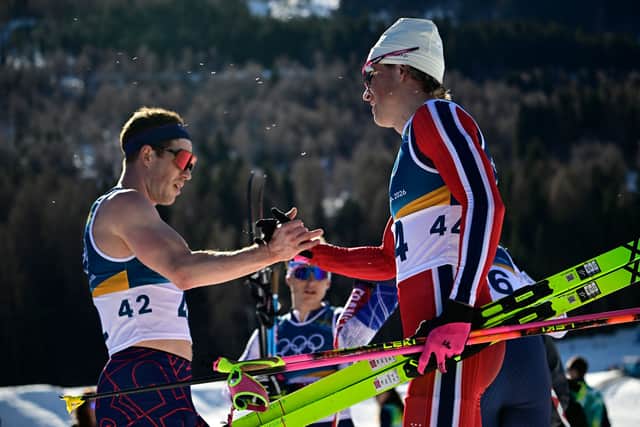 Andrew Musgrave could only congratulate Johannes Hoesflot Klaebo on his success in Milano Cortina.