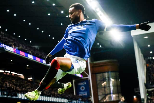 Rangers striker Youssef Chermiti celebrates scoring to make it 4-2 over Heart of Midlothian at Ibrox. (Photo by Alan Harvey / SNS Group)