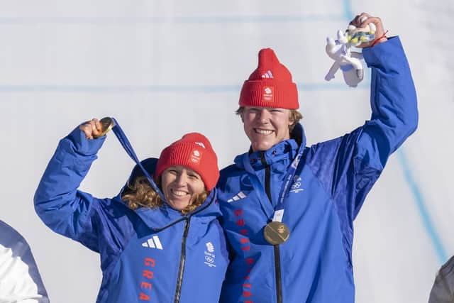 Huw Nightingale takes 1st place, Charlotte Bankes of Team France takes 1st place on day nine of the Milano Cortina 2026 Winter Olympic games at Livigno Snow Park on February 15, 2026 in Livigno, Italy. (Photo by Millo Moravski/Agence Zoom/Getty Images)