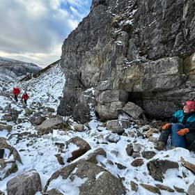 The team from Assynt Mountain Rescue at the Allt nan Uamh Stream Cave after a caver was rescued from the complex PIC: Assynt Mountain Rescue Team