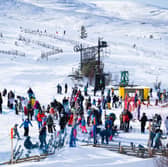 Skiers at Cairngorm Mountain ski area in February 2026